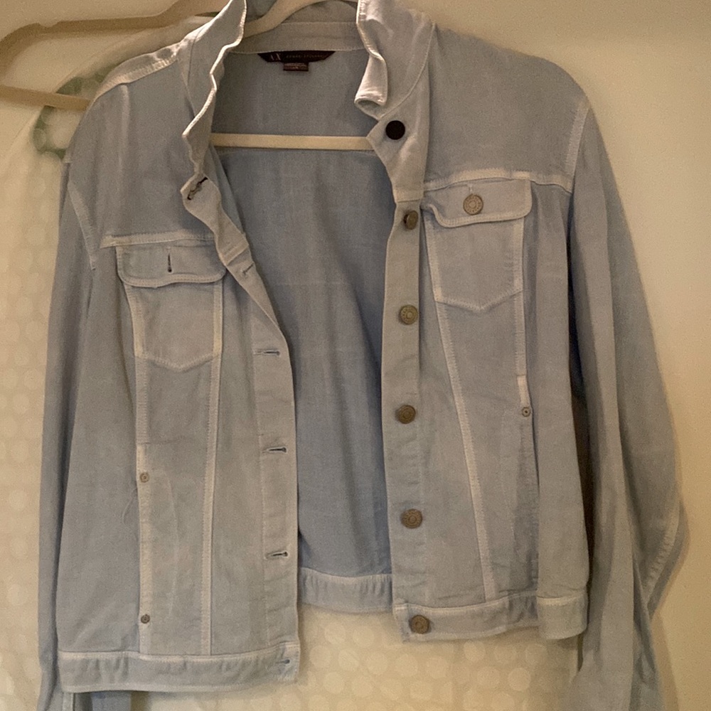 Armani jean jacket , stretch fits really nice also , size large also fits medium